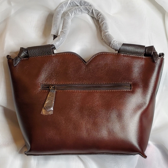 Floral Embossed Brown Leather‎ Bag - Picture 5 of 11